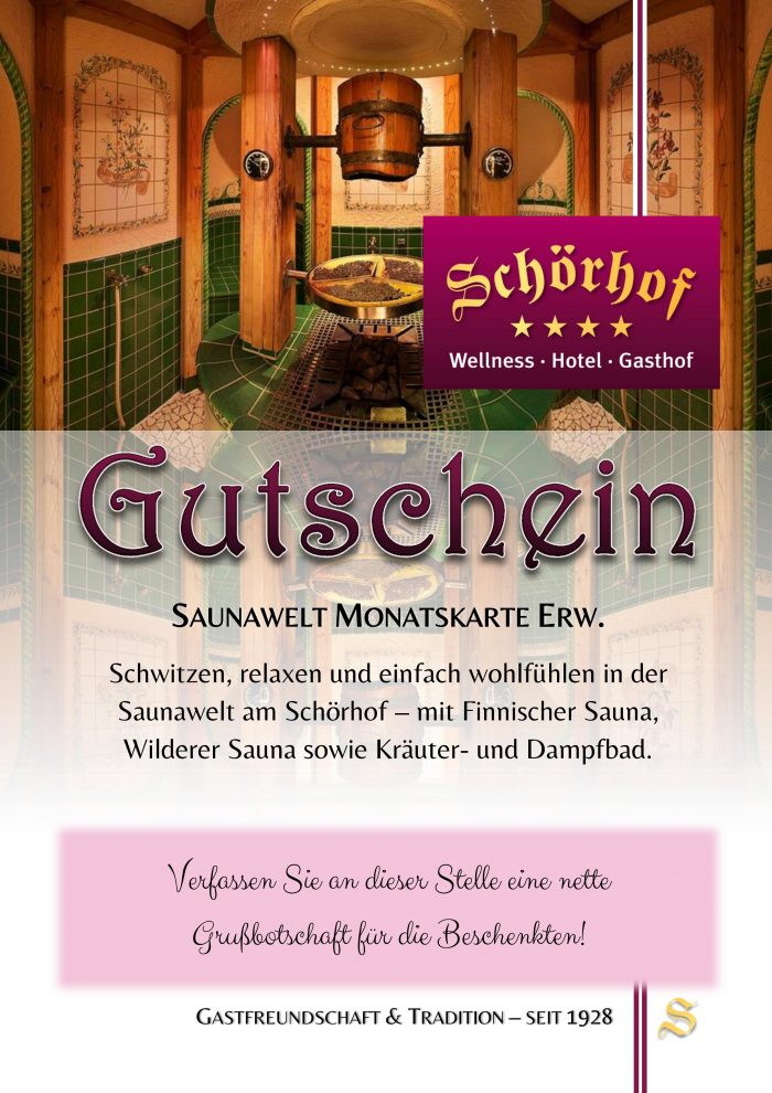Gutschein Sauna Monatskarte Schörhof